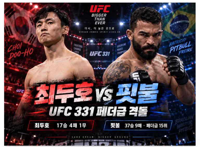 최두호 계체 통과! 146파운드 맞췄다…9월 20일 UFC 331서 ‘핏불’과 격돌
