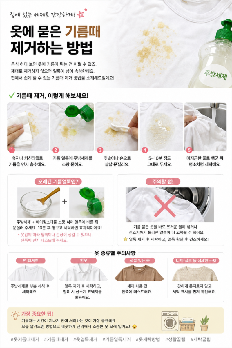 옷에 묻은 기름때 제거하는 방법｜집에 있는 세제로 간단하게 지우기