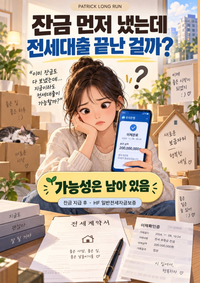 전세 잔금을 내 돈으로 치른 뒤에도 전세대출을 받을 수 있을까