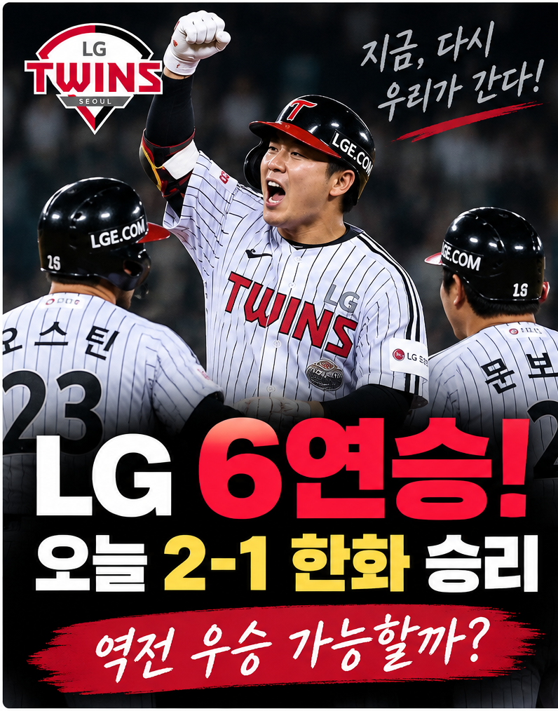 이재원 140m 결승포! LG 6연승, 이제 1위까지 바라본다