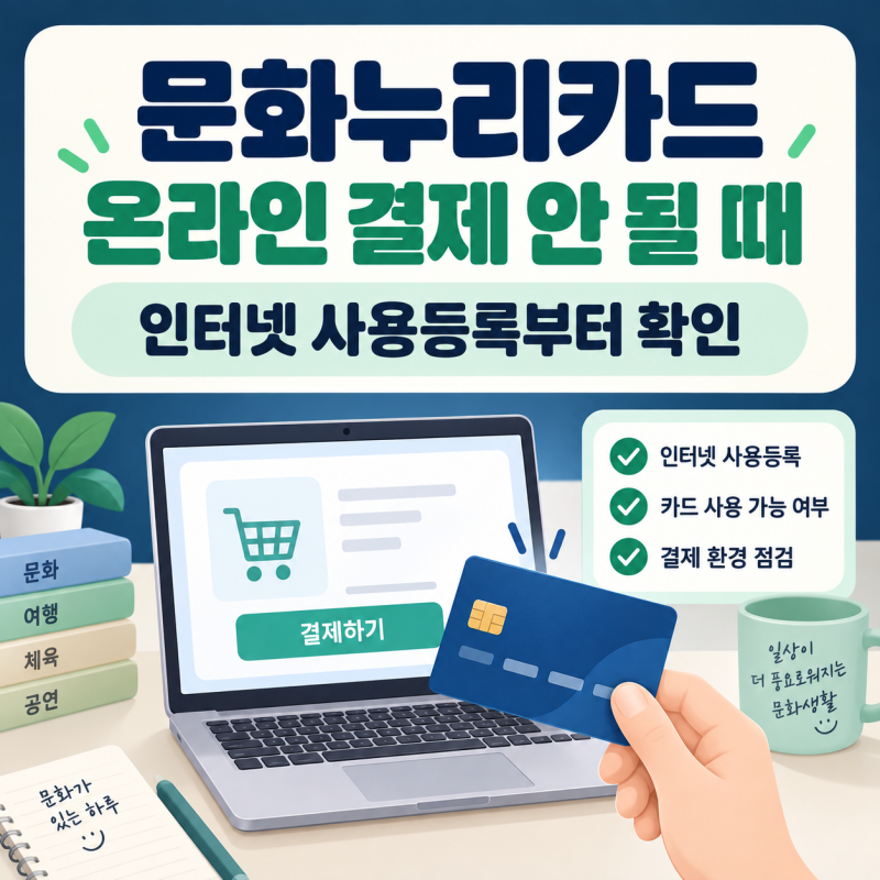 문화누리카드 온라인 결제 안 될 때｜인터넷 사용등록부터 확인하세요 (5탄)