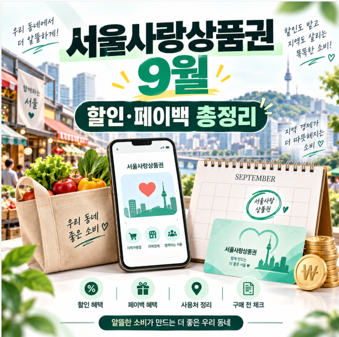 서울사랑상품권 9월 발행일정, 5% 할인에 페이백까지