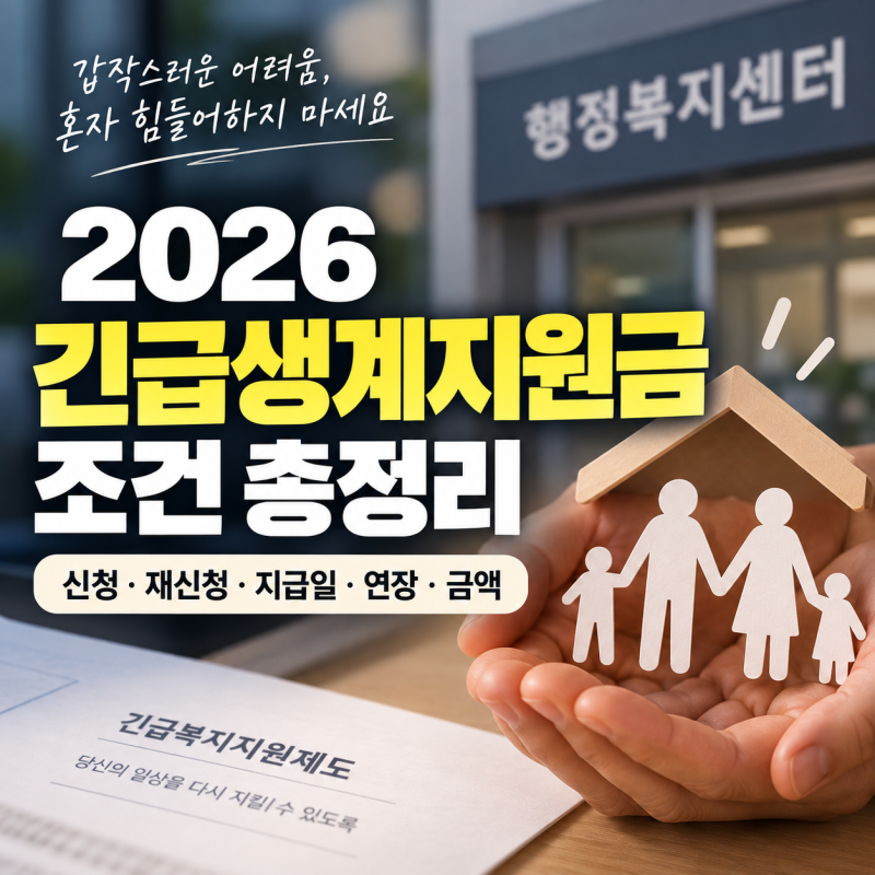2026 긴급생계지원금 조건 총정리(신청·재신청·지급일·연장·금액)