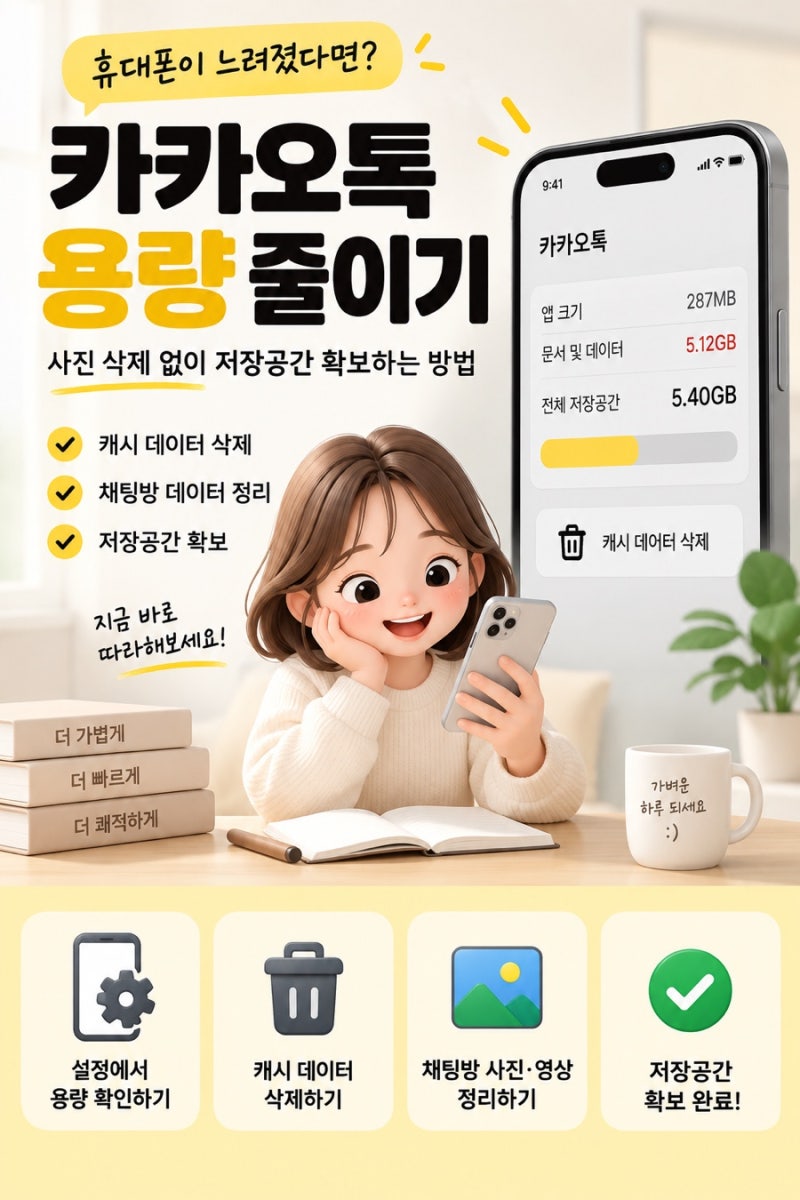 카카오톡 용량 줄이기 총정리❤️사진 삭제 없이 휴대폰 저장공간 늘리는 방법