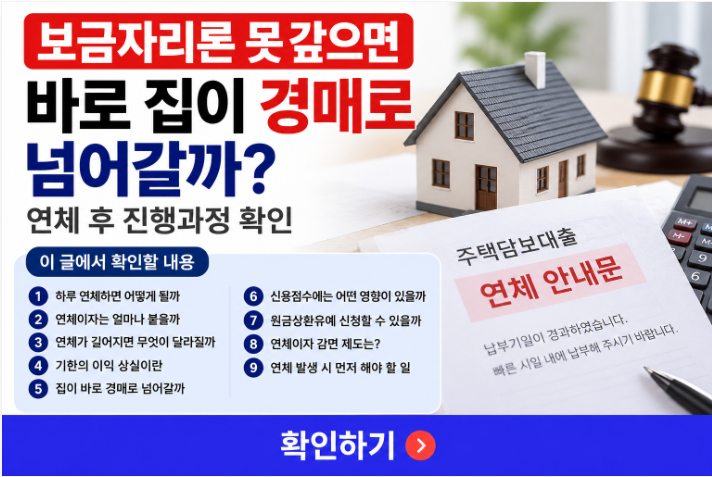 보금자리론 못 갚으면 바로 집이 경매로 넘어갈까｜연체 후 진행과정 확인