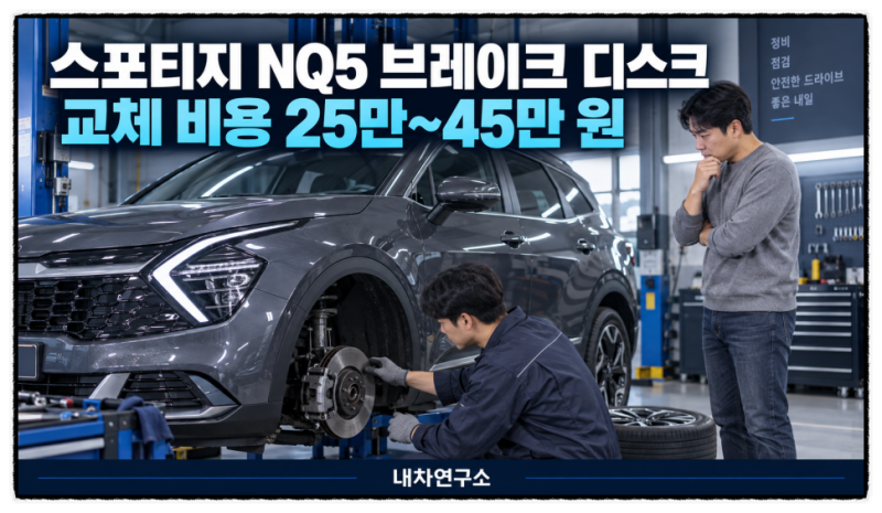 스포티지 NQ5 브레이크 디스크 교체 비용, 앞쪽 2개 바꾸면 25만~45만 원일까?