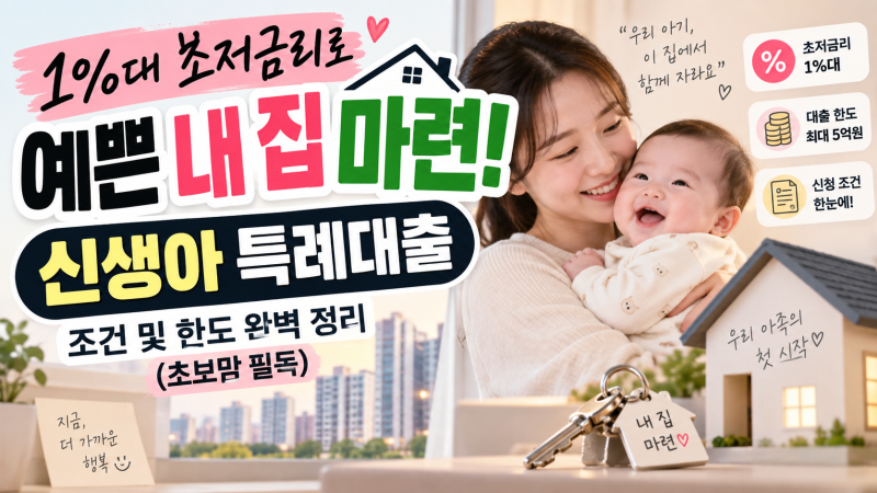 1%대 초저금리로 예쁜 내 집 마련! 신생아 특례대출 조건 및 한도 완벽 정리 (초보맘 필독)