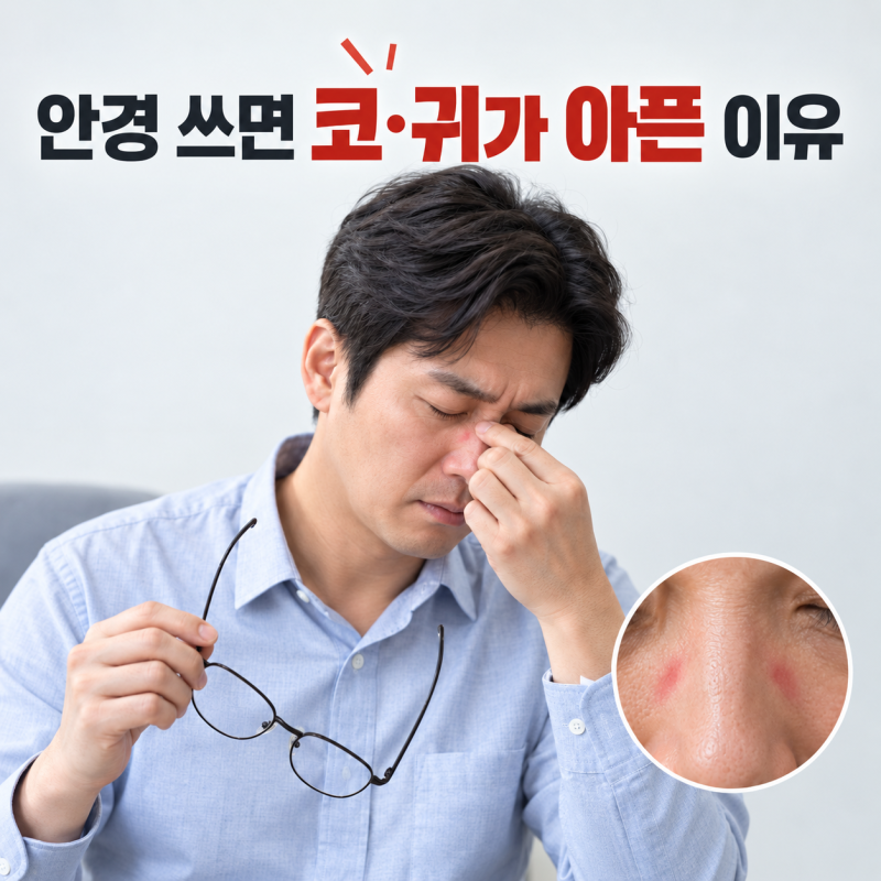 안경 코받침 자국, 귀 뒤 통증 … 참고 쓰지 않으셔도 됩니다