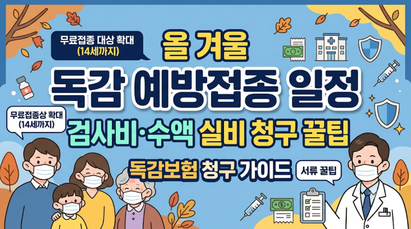 올 겨울 독감 예방접종 일정 총정리! 검사비·페라미플루 실비 청구 꿀팁 & 독감보험 청구 가....