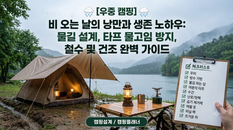 비 오는 날의 텐트 속 낭만, 물길 설계, 타프 물고임 방지, 철수 및 건조 완벽 가이드