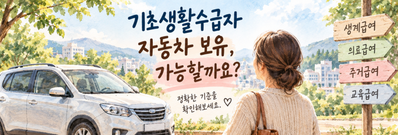 기초생활수급자 자동차 보유 가능할까? 2026년 차량 기준 확인