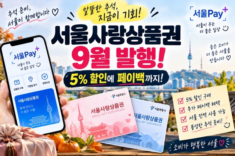 서울사랑상품권 9월 발행, 5% 할인에 페이백까지 알아봤어요