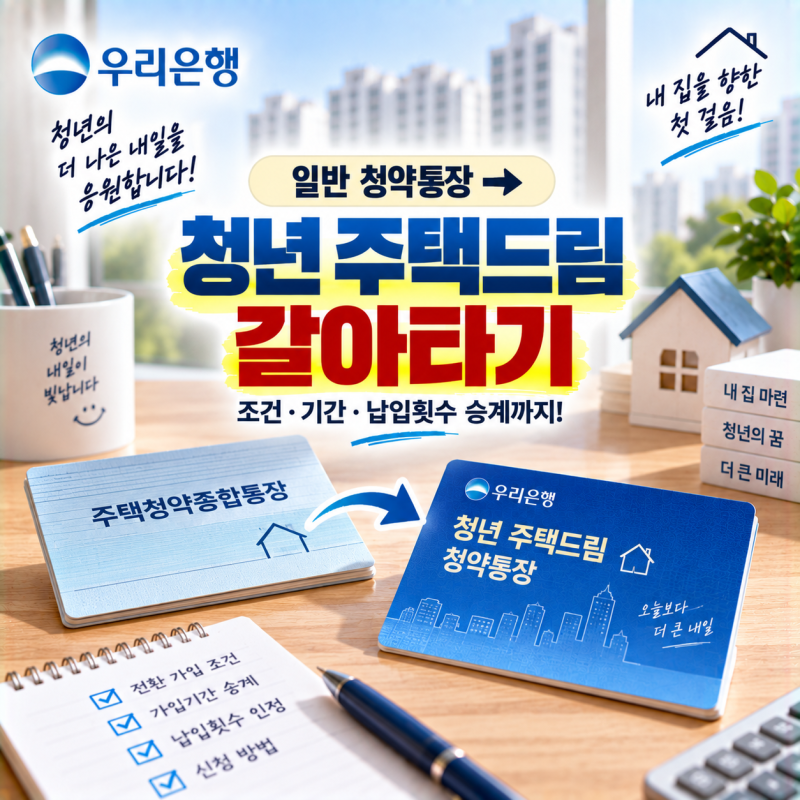 일반 청약 통장에서 청년 주택드림으로 갈아타는 법, 우리은행 전환 가입 조건과 가입기간·....