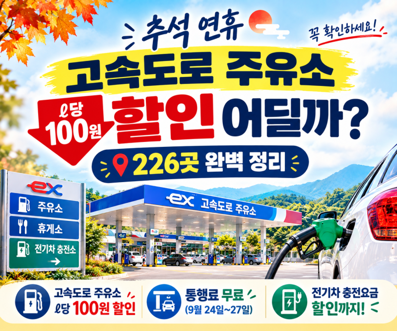 추석 연휴 고속도로 주유소 ℓ당 100원 할인 어딜까? 226곳 완벽 정리