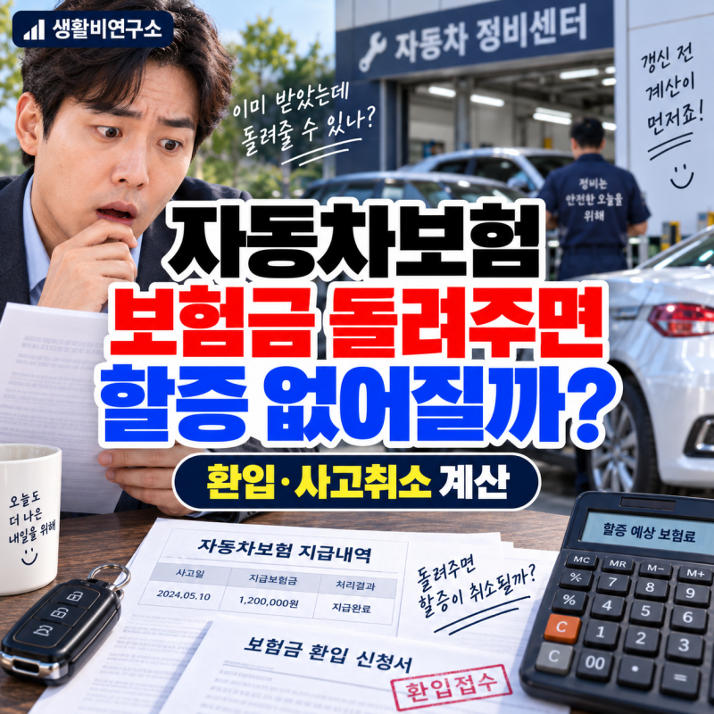 자차 보험처리 후 보험금 돌려주면 할증 없어질까? 자동차보험 환입·사고취소 계산