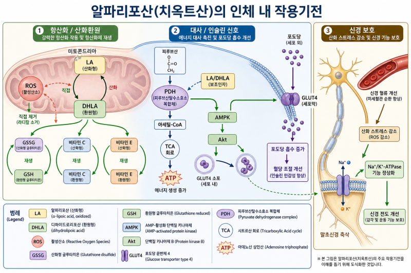 치옥트산(Thioctic acid) / 알파리포산.신데렐라주사.당뇨병성 다발신경증.피부미백.황산화.부광....