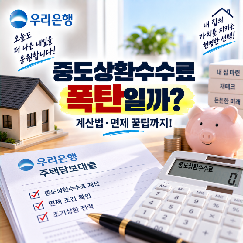 주택담보대출 미리 갚을 때 폭탄 맞을까? 우리은행 중도상환수수료 계산 방법과 면제 꿀팁 ....