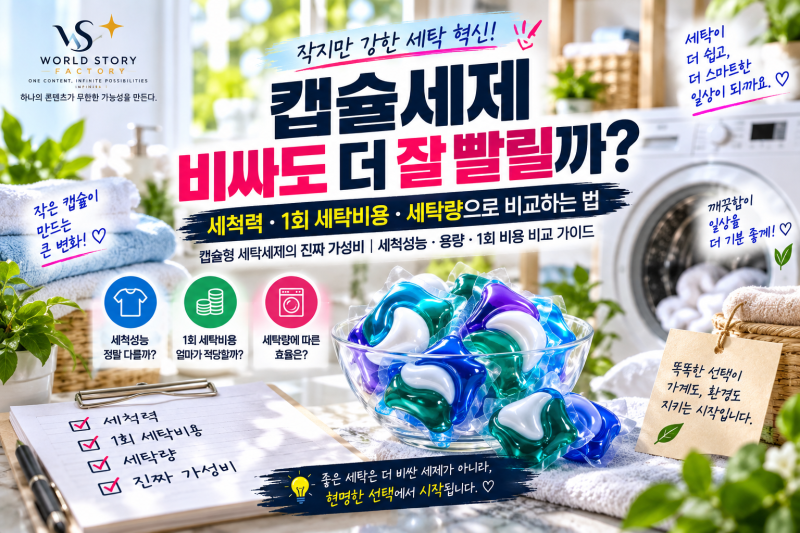 캡슐세제 비싸도 더 잘 빨릴까?｜세척력·1회 세탁비용·세탁량으로 비교하는 법