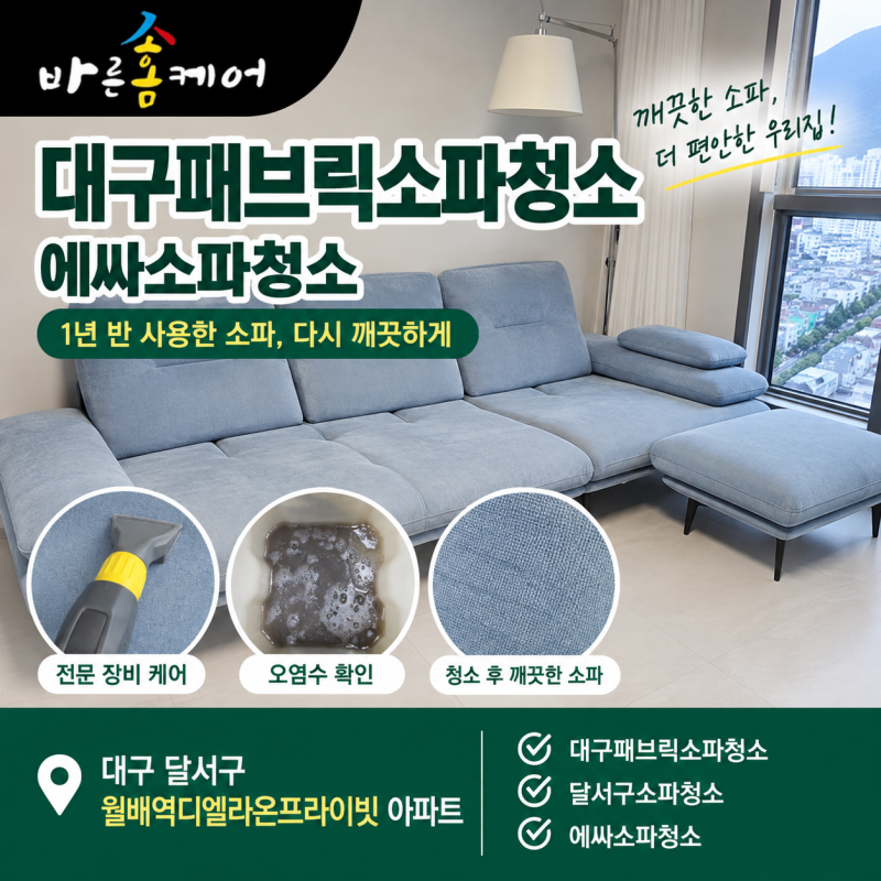 대구패브릭소파청소 월배역디엘라온프라이빗 1년 반 사용 에싸소파청소 후기
