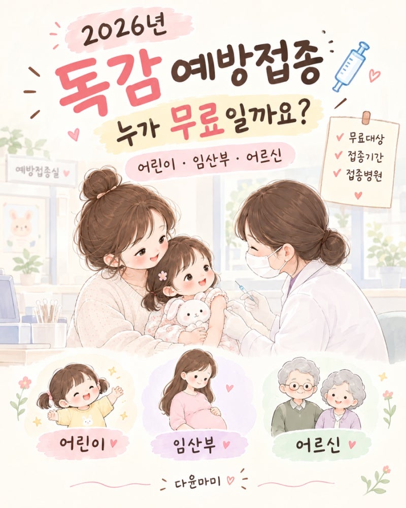 2026년 독감 예방접종 무료 대상·기간·병원 총정리｜어린이·임산부·어르신