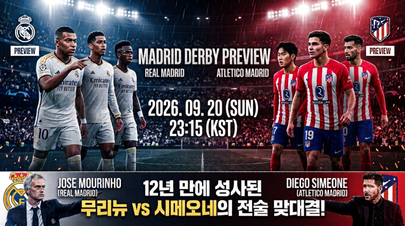 12년 만에 다시 만났다… 무리뉴 vs 시메오네, 마드리드 더비