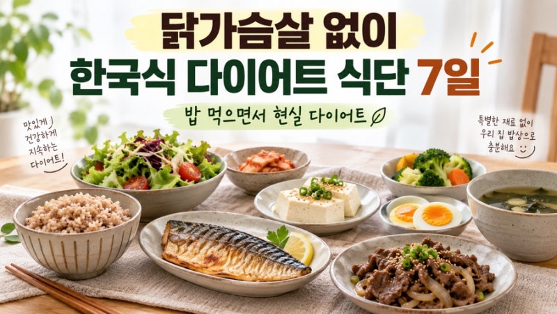닭가슴살 없이 먹는 한국식 다이어트 식단 7일