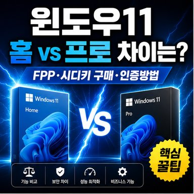 윈도우11 홈 프로 차이는? fpp·시디키 구매·인증방법