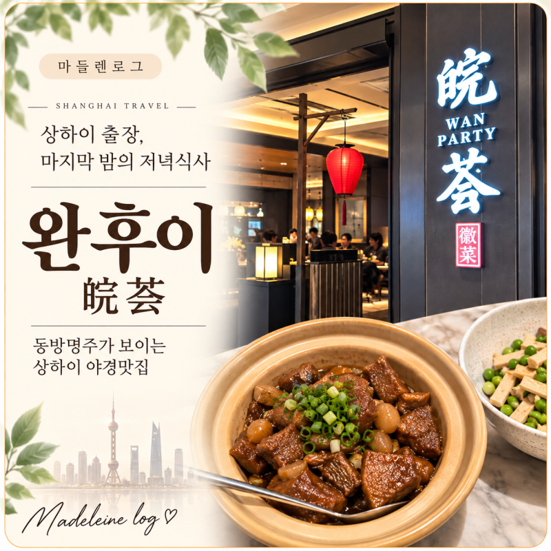 [상하이 맛집] 완후이(바이위란광장점) 동방명주 야경과 함께한 특별한 저녁