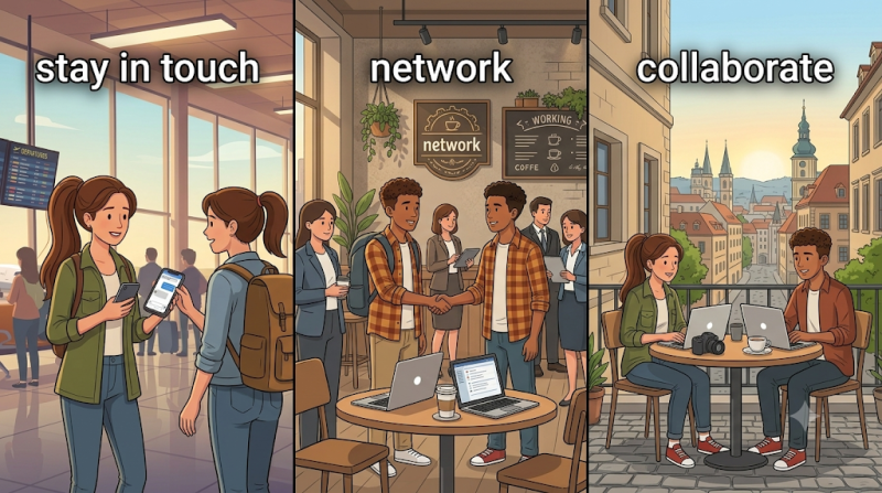 앞으로 관계를 이어가는 상황에서 쓸 수 있지만 느낌이 다른 표현 ⭐ stay in touch / network / colla....
