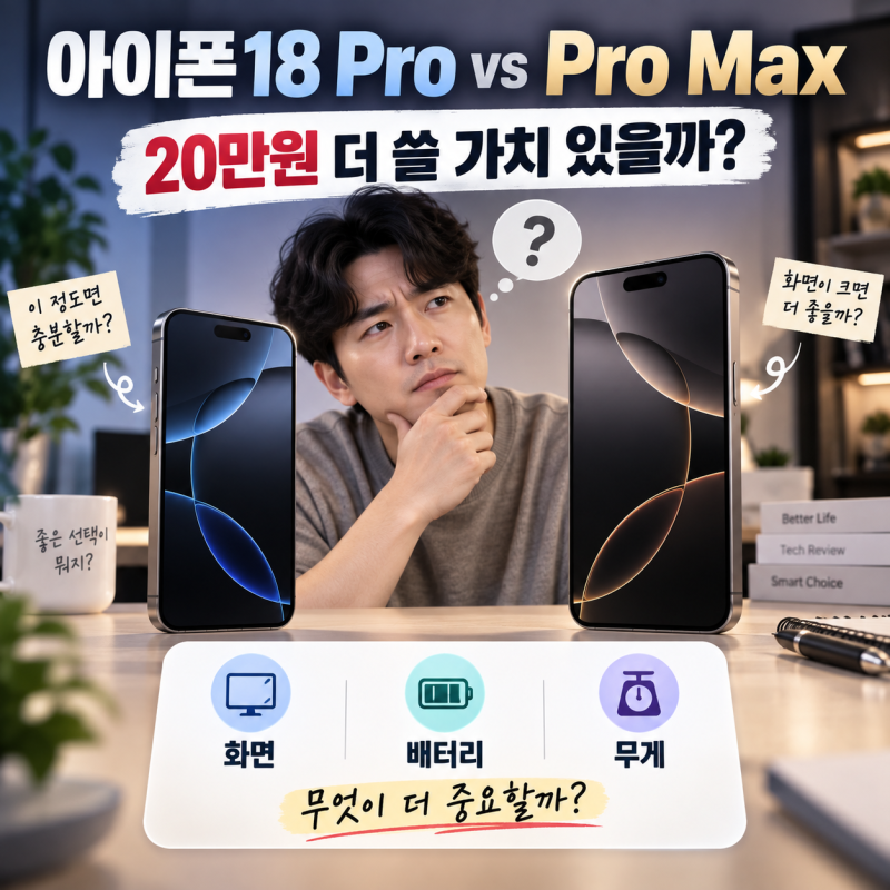 아이폰 18 Pro면 충분한데 Pro Max가 자꾸 눈에 밟힌다… 20만원 더 쓸 가치 있을까?