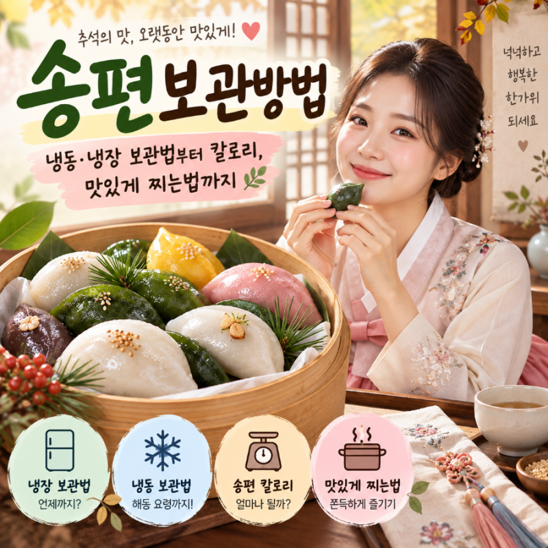 송편 보관방법 냉동·냉장 보관법부터 칼로리, 맛있게 찌는법까지