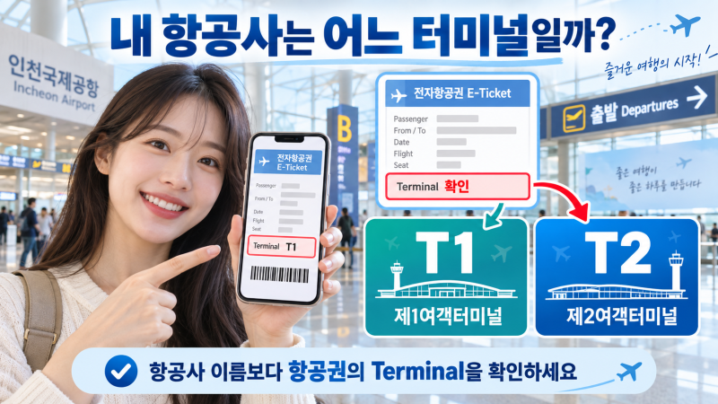 인천공항 터미널 잘못 가면 큰일! - 내 항공사 T1·T2 확인하는 법