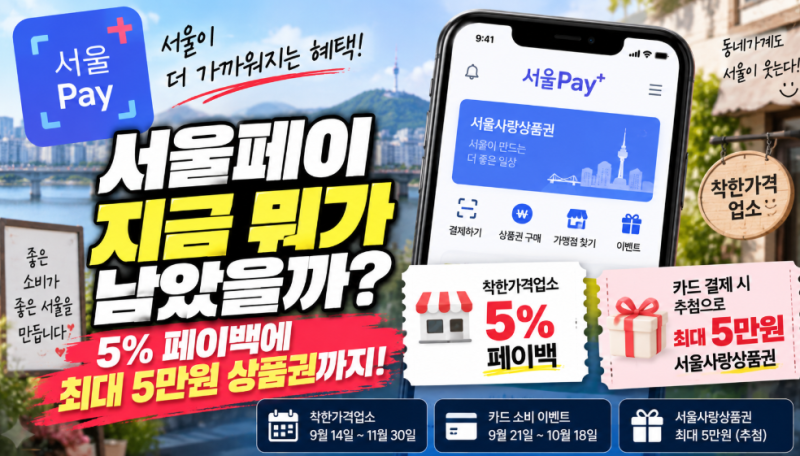 서울페이 지금 뭐가 남았을까? 5% 페이백에 최대 5만원 상품권까지