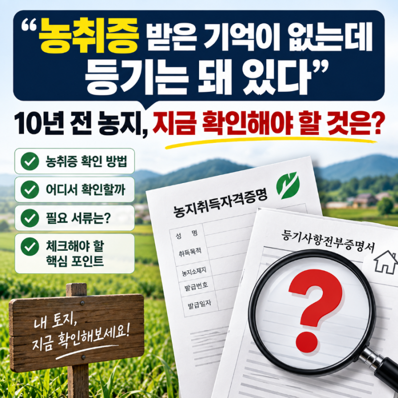 “농취증 받은 기억이 없는데 등기는 돼 있다”…10년 전 농지, 지금 확인해야 할 것은?