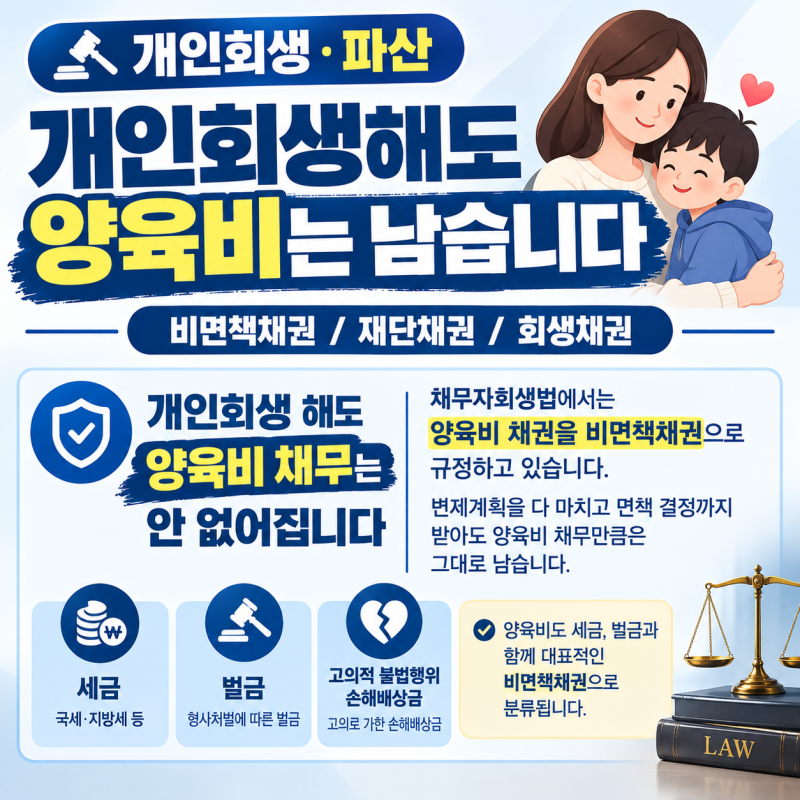 [광주개인회생] 개인회생 양육비 처리 – 비면책채권과 재단채권 구분 정리