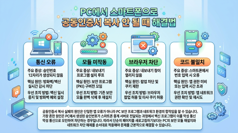 PC에서 스마트폰으로 공동인증서 복사 안 될 때 해결법