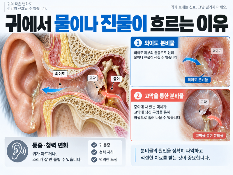 귀에서 물이나 진물이 흐르는 이유
