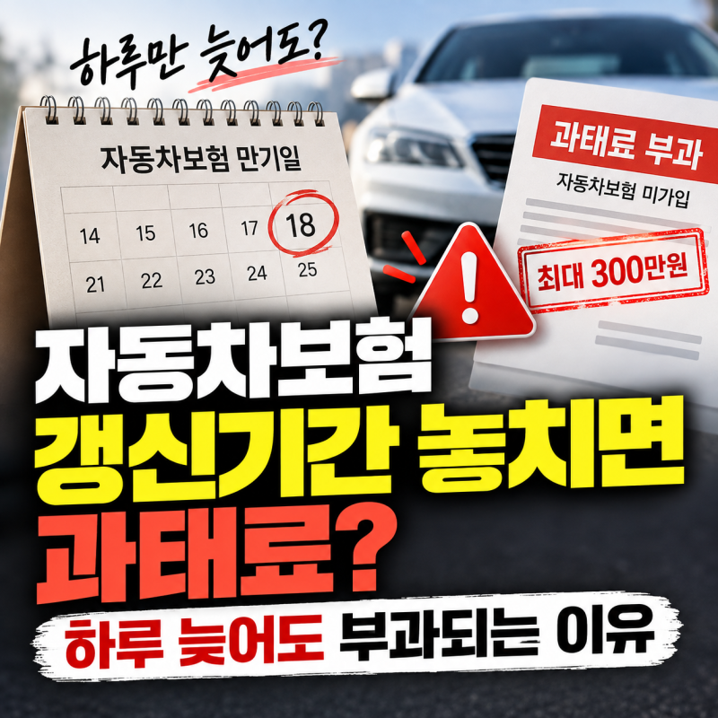 자동차보험 갱신기간 놓치면 과태료? 하루 늦어도 부과되는 이유