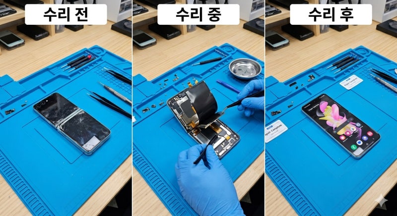 [관악 플립5 수리] 갤럭시 Z 플립5 화면 깜빡임 케이블 교체와 힌지 찍힘 수리 후기 (feat. 레드....