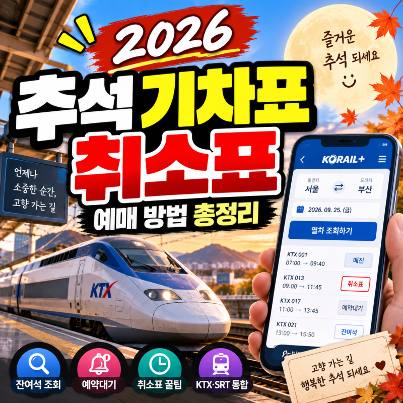 2026 추석 기차표 취소표 예매 방법｜KTX 잔여석·예약대기 확인하기