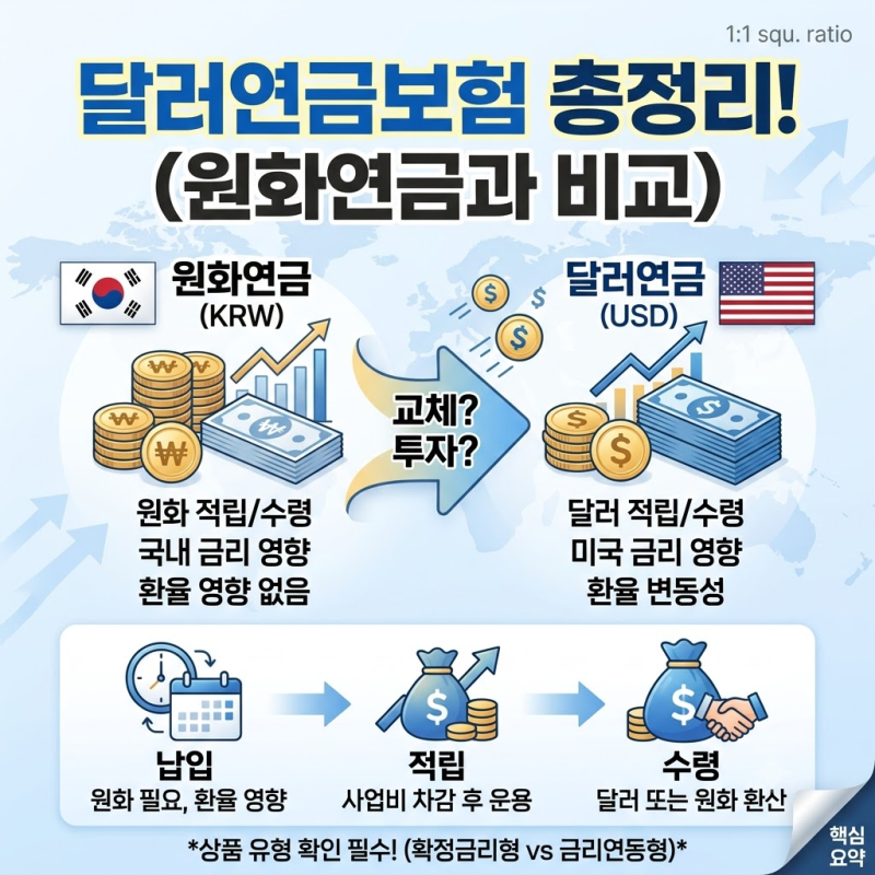 달러 연금보험이란? 가입 전 꼭 알아야 할 3가지,원화 연금과 다른 점