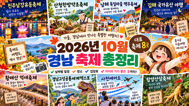 2026년 10월 경남 축제 총정리｜아이와 어디 갈까? 날짜별 일정·입장료·볼거리까지