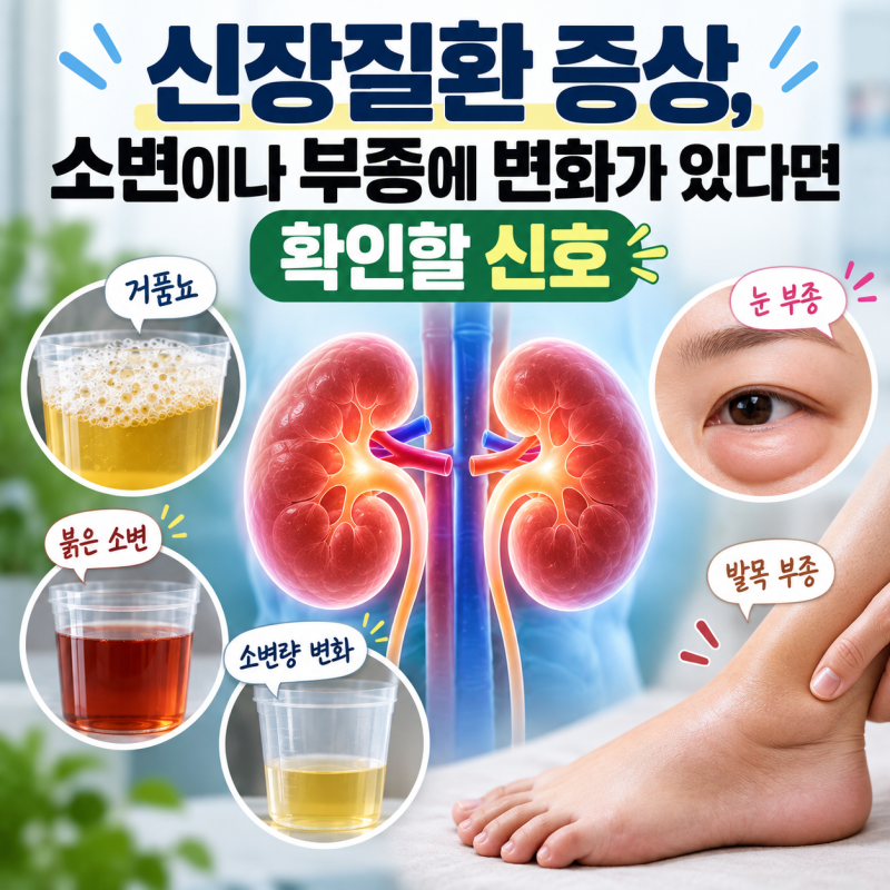 신장질환 증상, 소변이나 부종에 변화가 있다면 확인할 신호