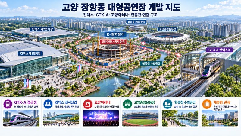 [대형공연장 정보] 고양아레나 공정률 17%, 킨텍스·GTX-A·고양K컬처밸리가 연결되면 장항동은 ....