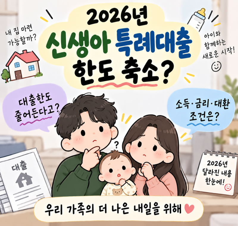 2026년 신생아 특례대출 한도 축소? 소득·금리·대환·대출심사 조건 총정리
