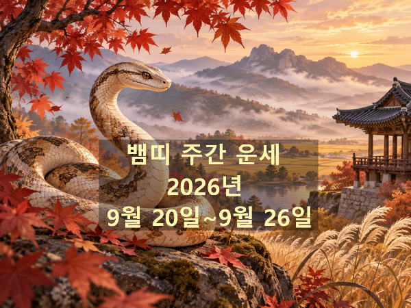 뱀띠 주간 운세 2026년 9월 20일~9월 26일