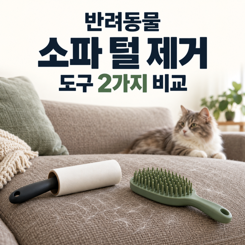 반려동물 소파 털 제거, 도구 2가지 비교