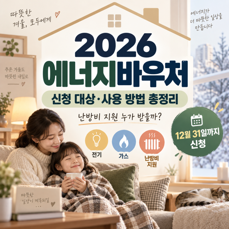 2026 에너지바우처 신청 대상과 사용 방법 총정리, 난방비 지원 누가 받을까?