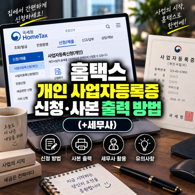 홈택스 개인 사업자등록증 신청 사본 출력 방법(+세무사)