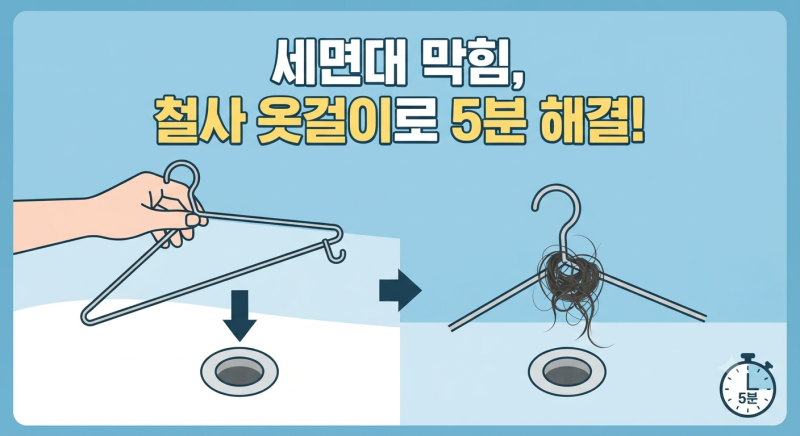 세면대 물 안 내려감 막힘 옷걸이로 5분 만에 해결하는 법